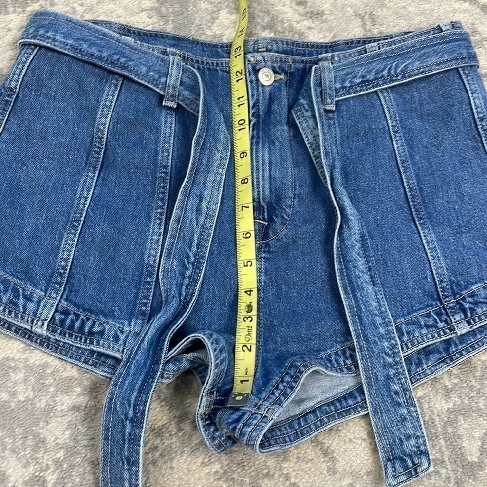 New All Saints Frankie Shorts High Rise Daisy Duke Cheeky Blue Denim Sz 30